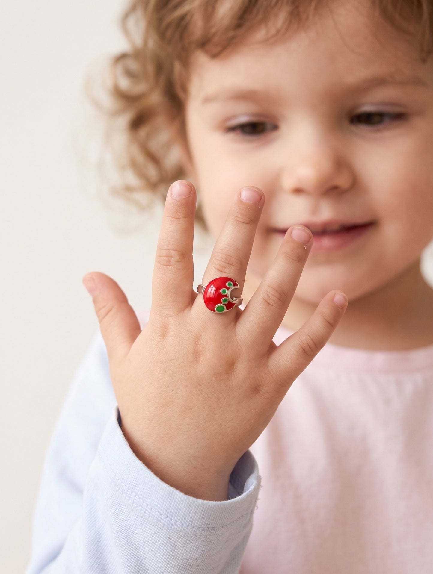 Crimson Ladybug Charm kids Ring