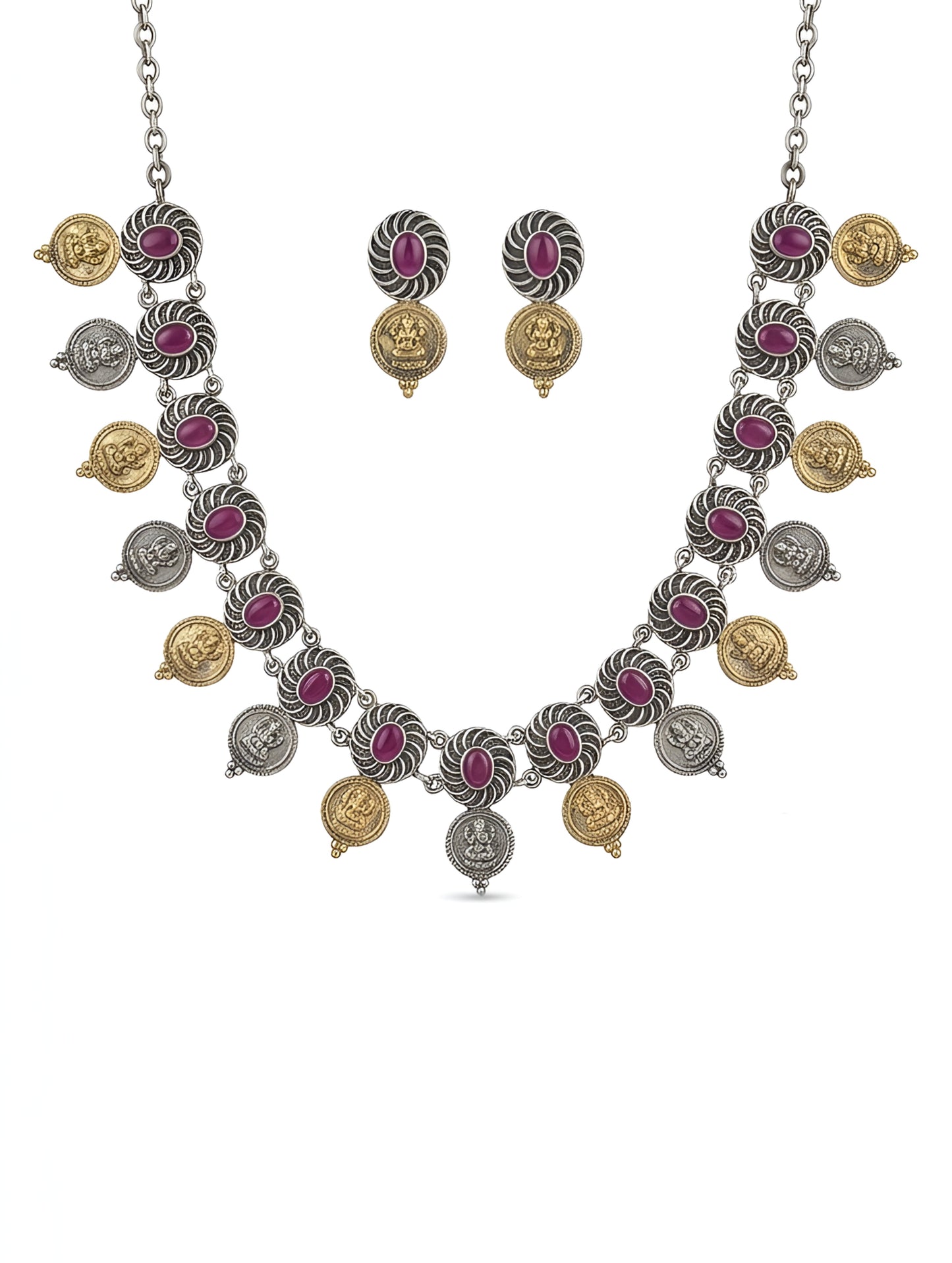 Temple Coin Swirl  Nayab Necklace
