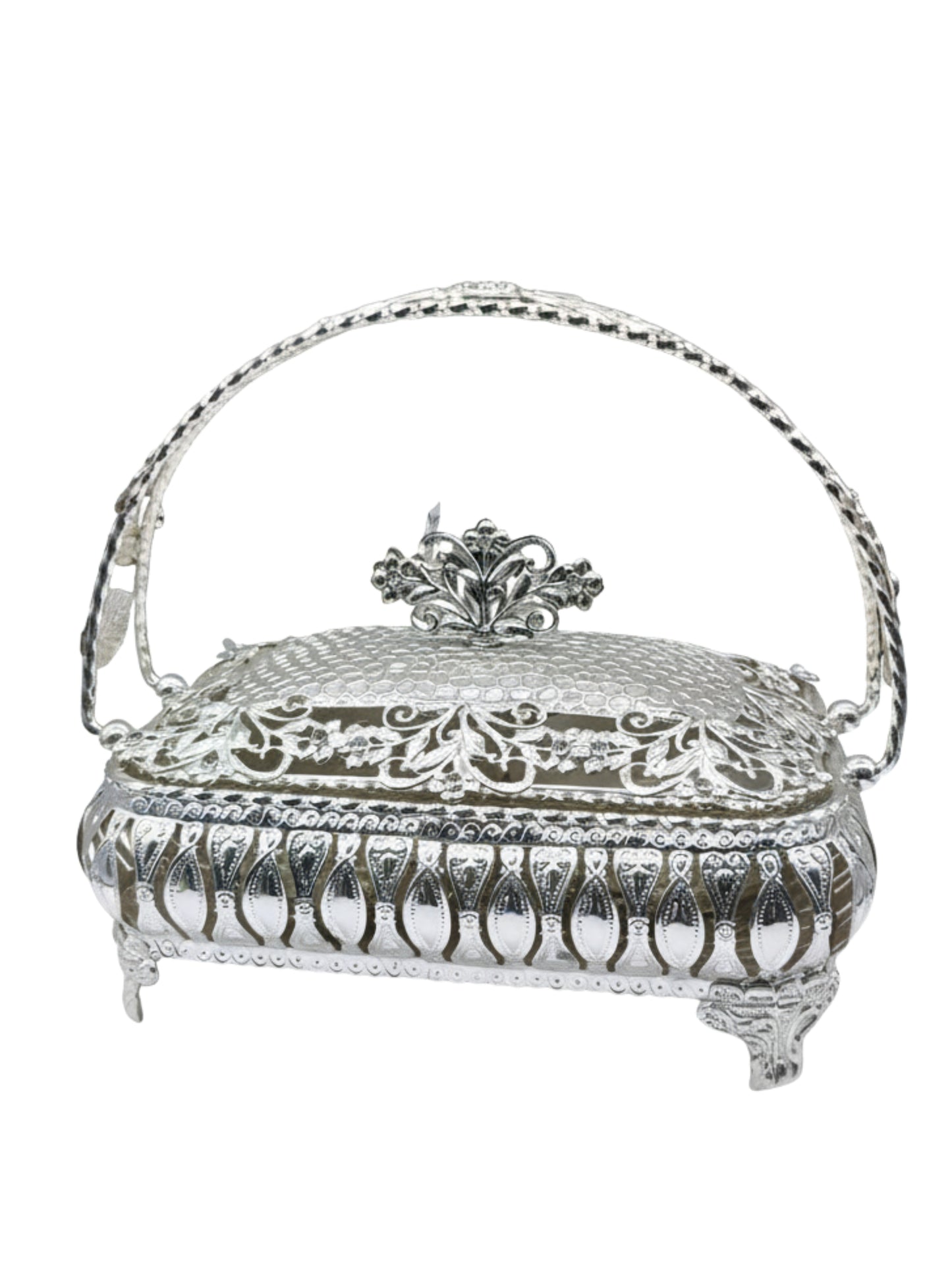 Vintage Ornate Silver Filigree Trinket Box