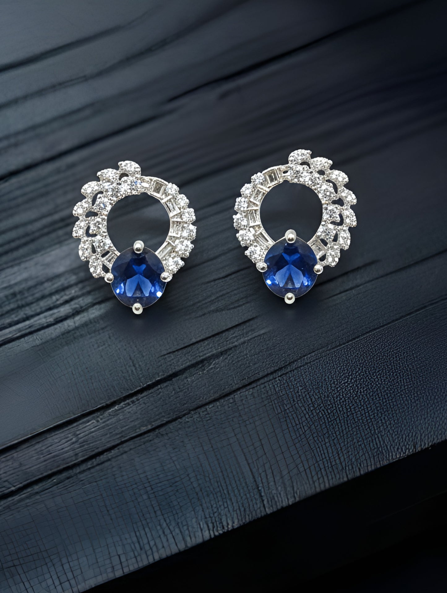Premium Sapphire Halo Earring