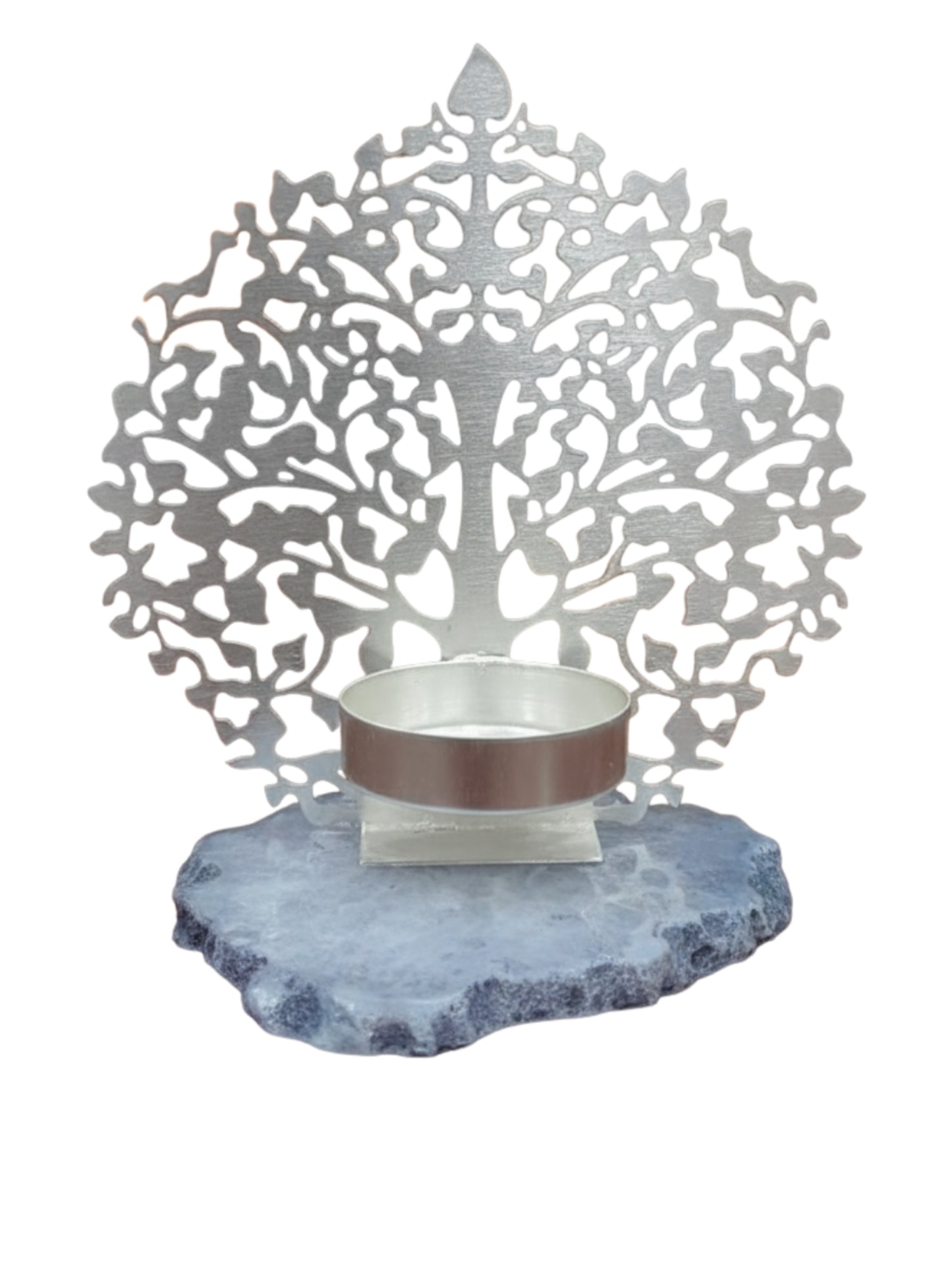 Silver Coated Tree Aura Candle Holder