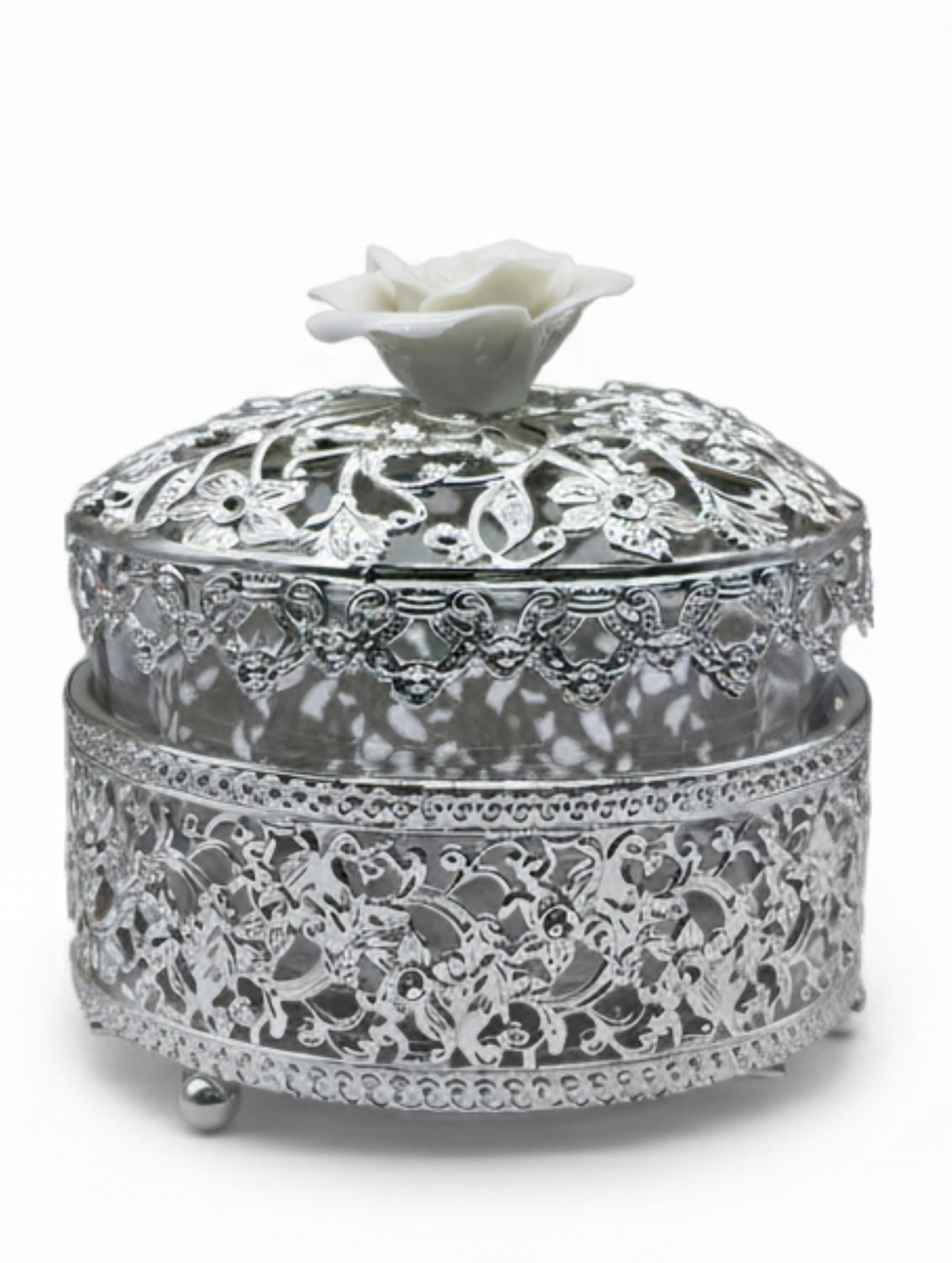 Ivory Rose Filigree Treasure Box