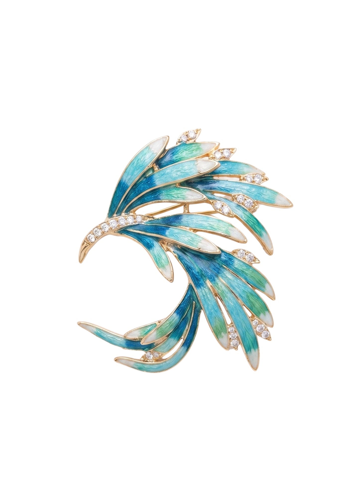 Azure Feather Elegance Brooch