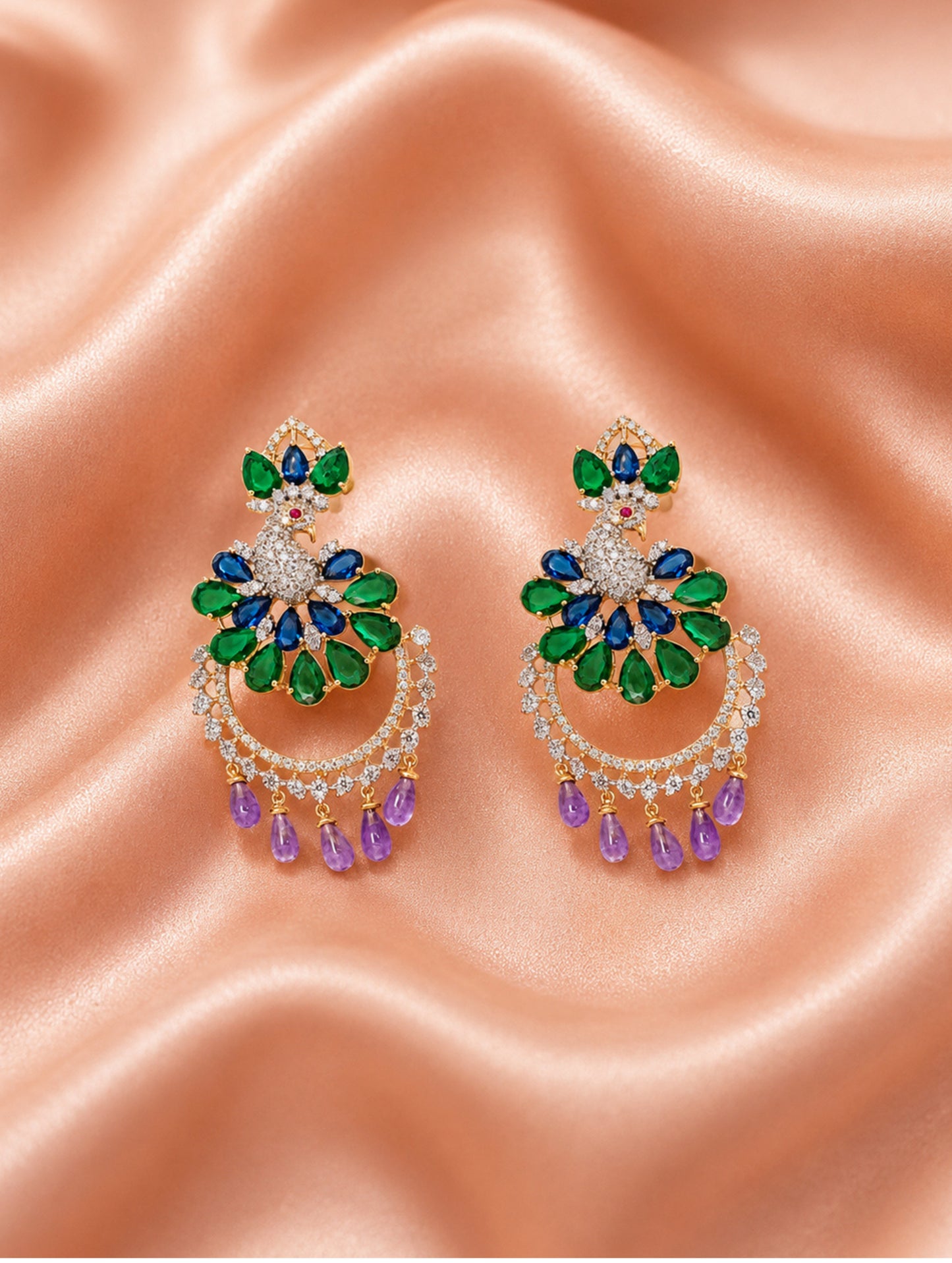 Emerald Peacock Royale Earrings