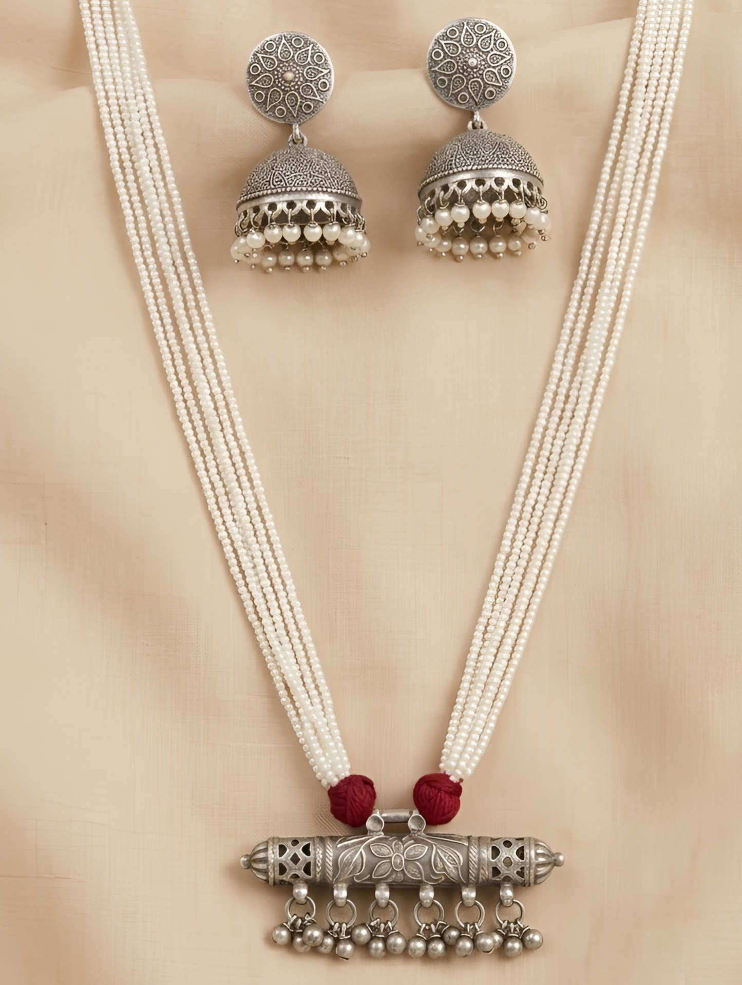 Noor Pearl String Jhumka Necklace