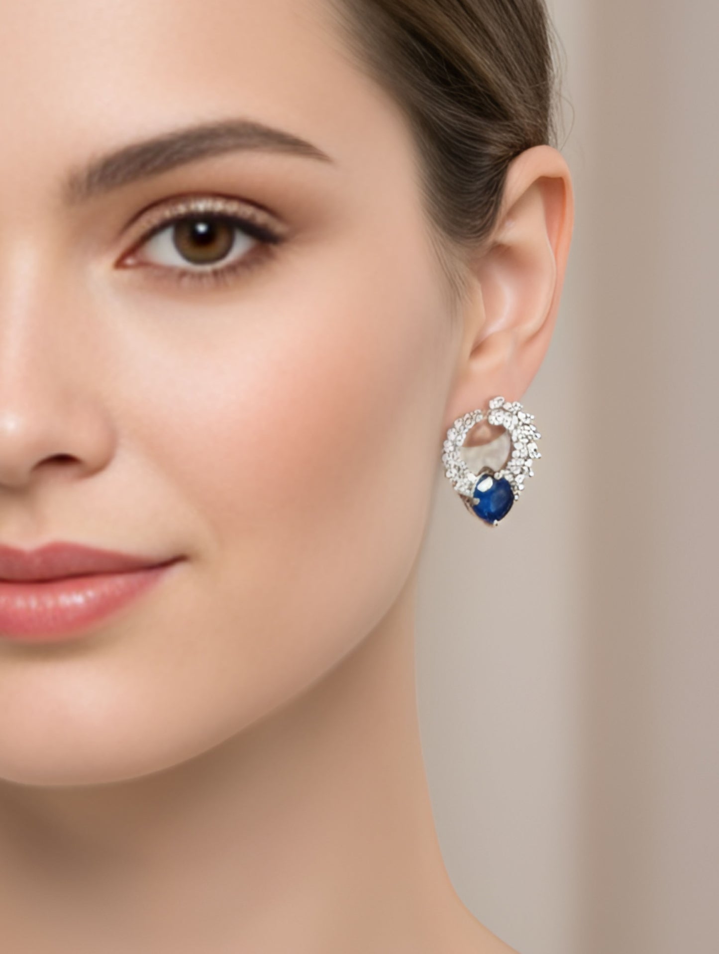 Premium Sapphire Halo Earring