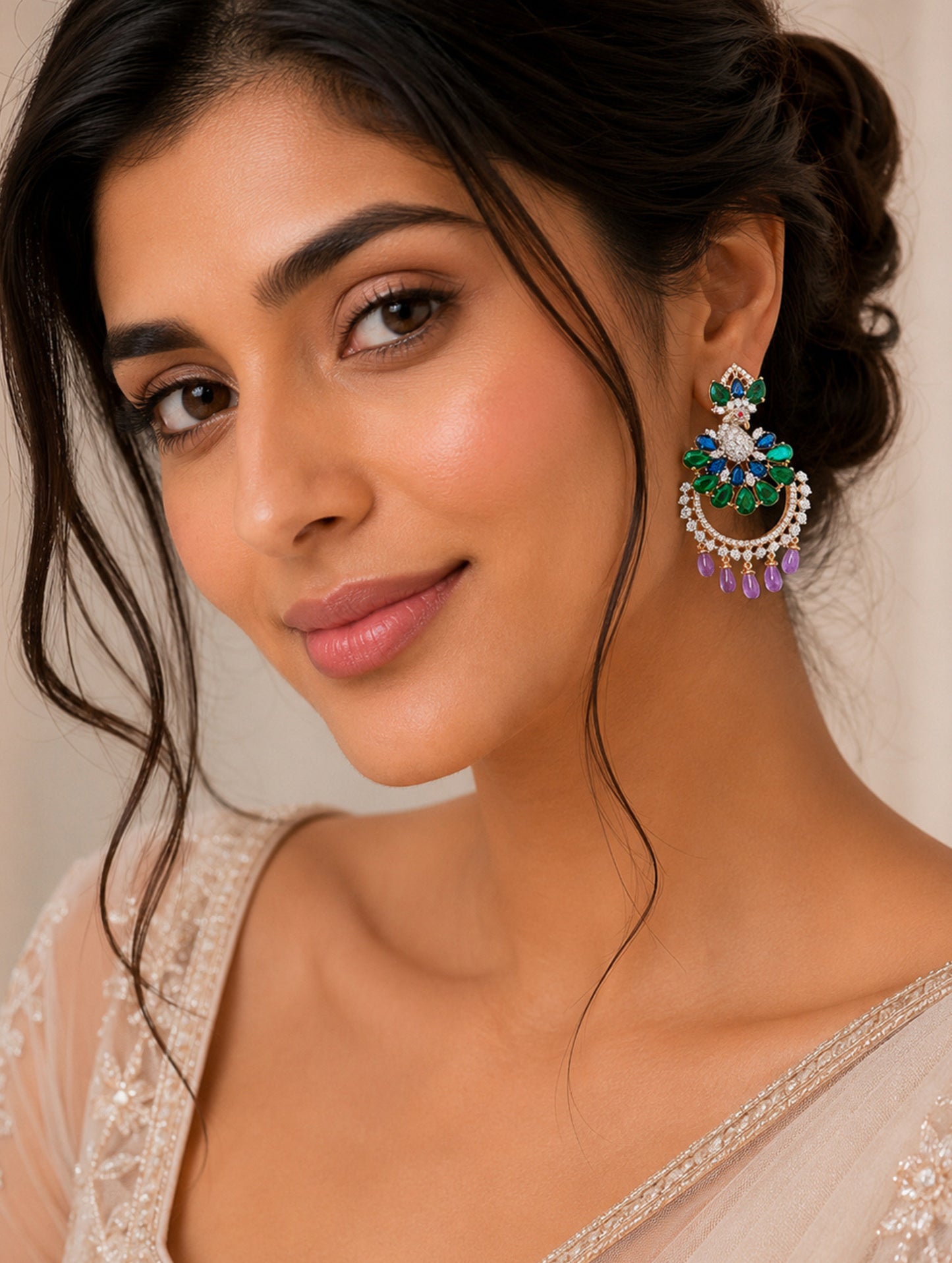 Emerald Peacock Royale Earrings