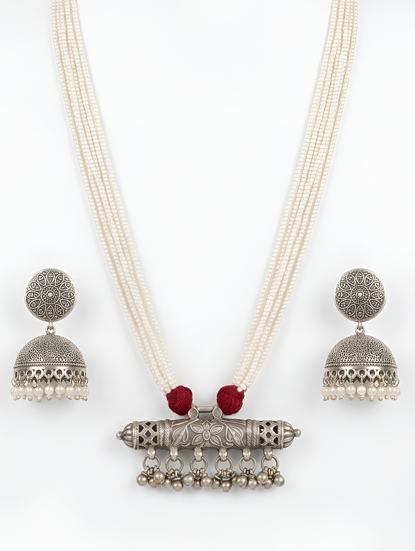 Noor Pearl String Jhumka Necklace