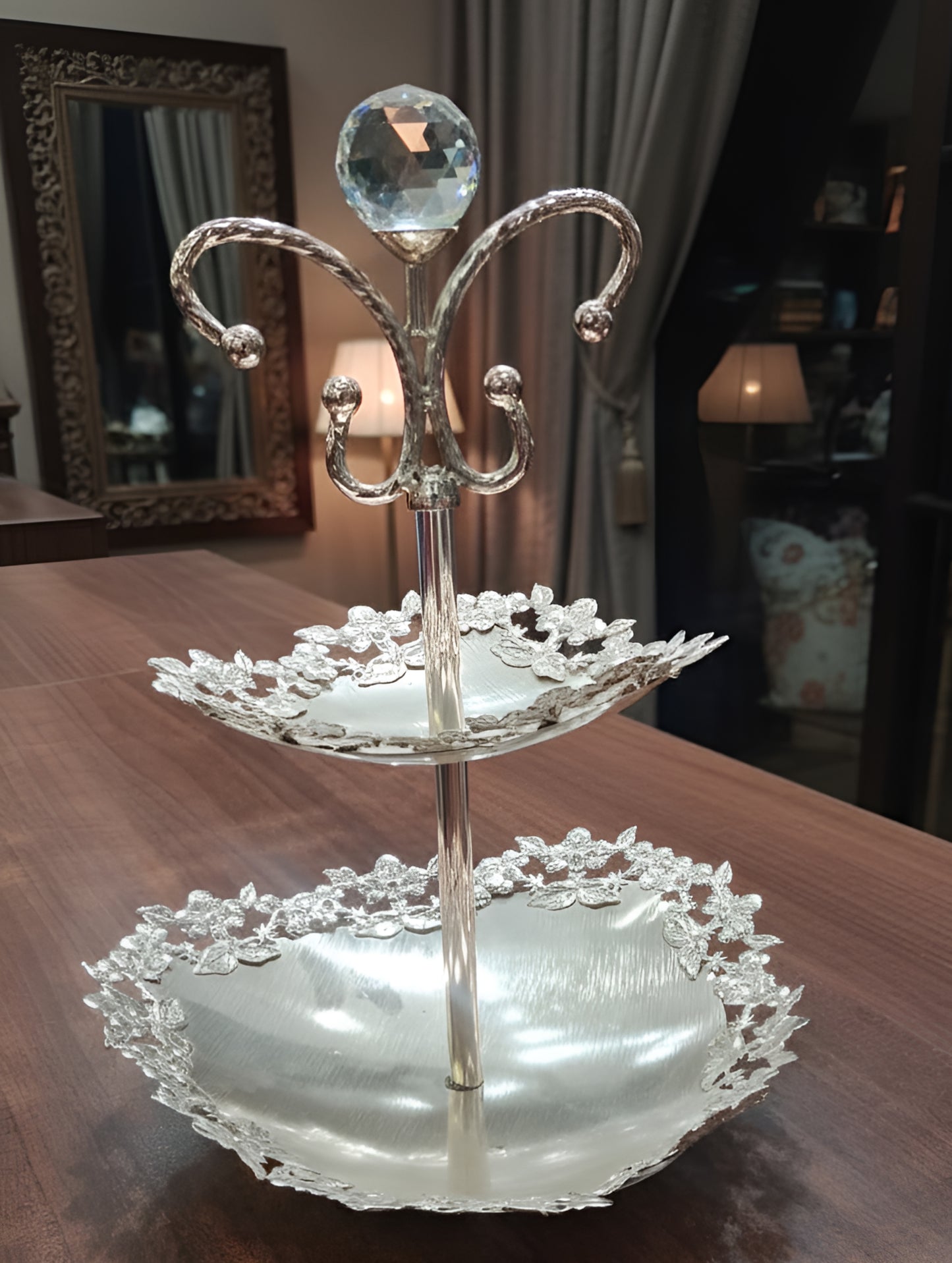Silver Coated Royal Two-Tier Stand