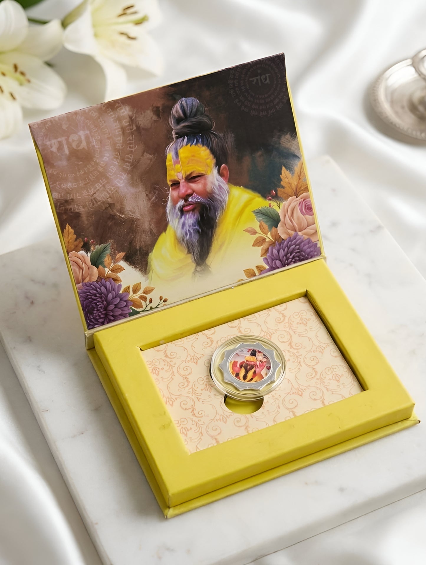 Divine Guru Blessings Silver Coin Box