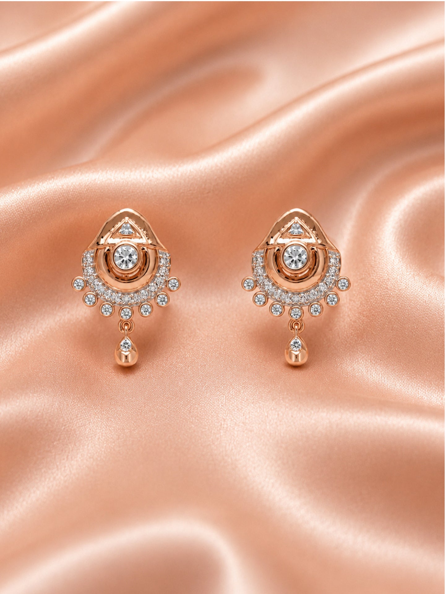 Rose Aura Charm Stud Earrings