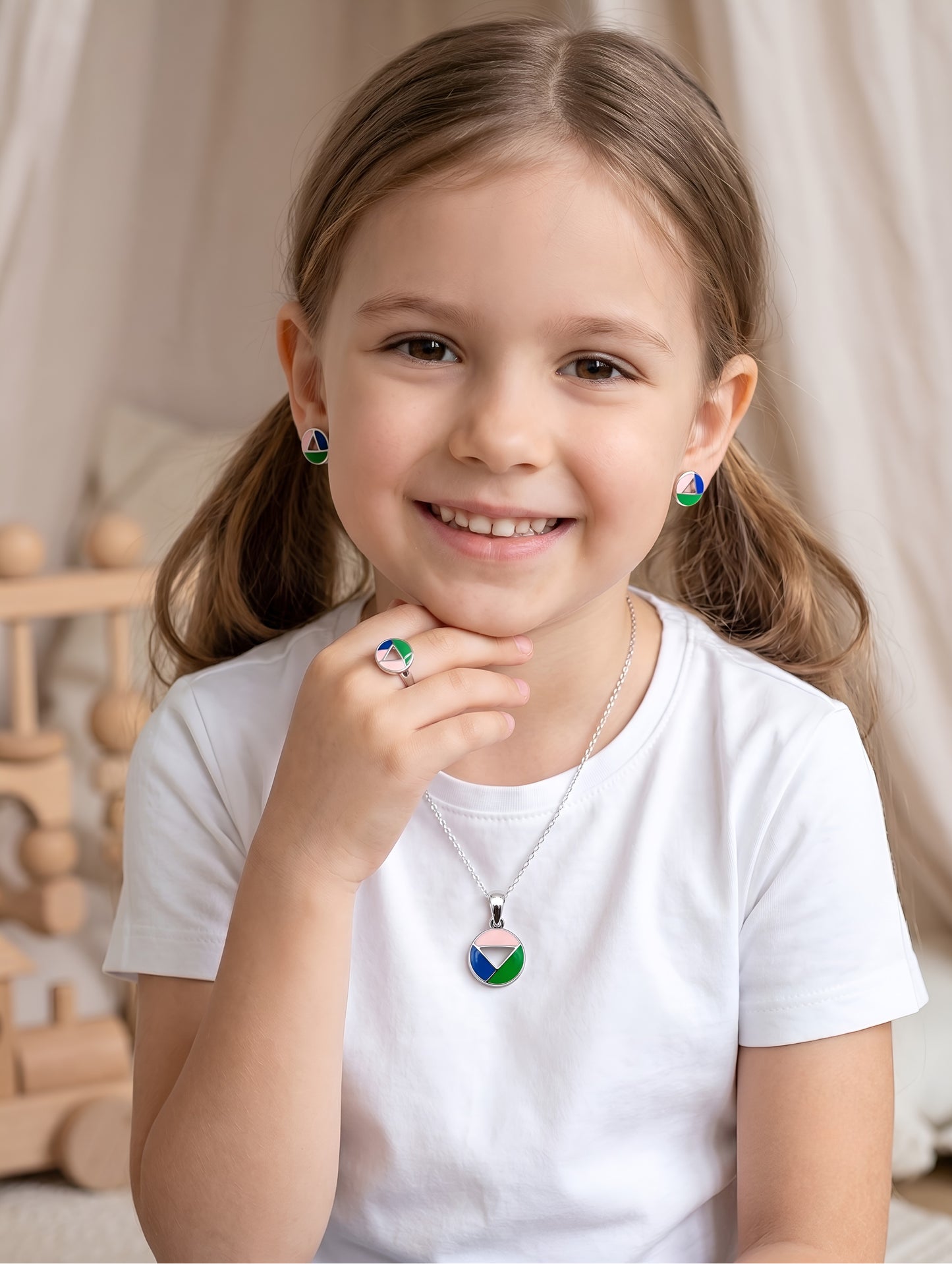 Pastel Prism Kids Pendant Set with Ring