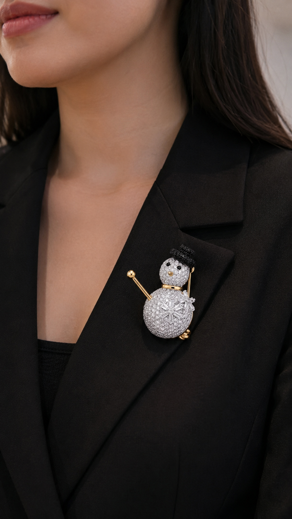 Frosty Spark Snowman Brooch
