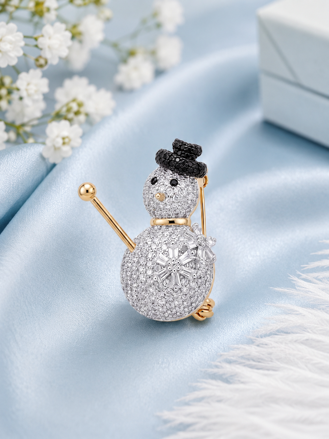 Frosty Spark Snowman Brooch
