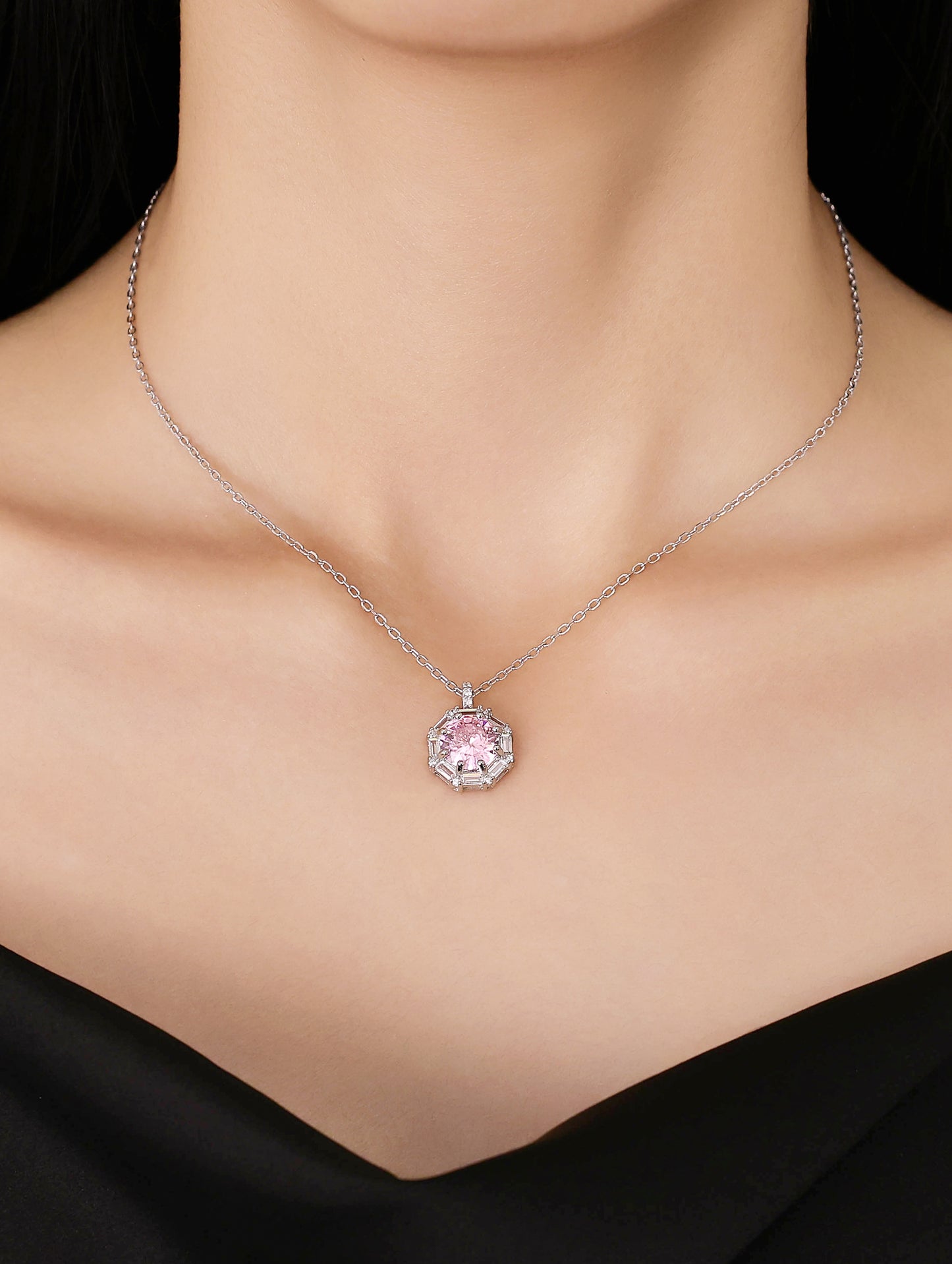 PINK RADIANCE OCTAGON CHARM CHAIN