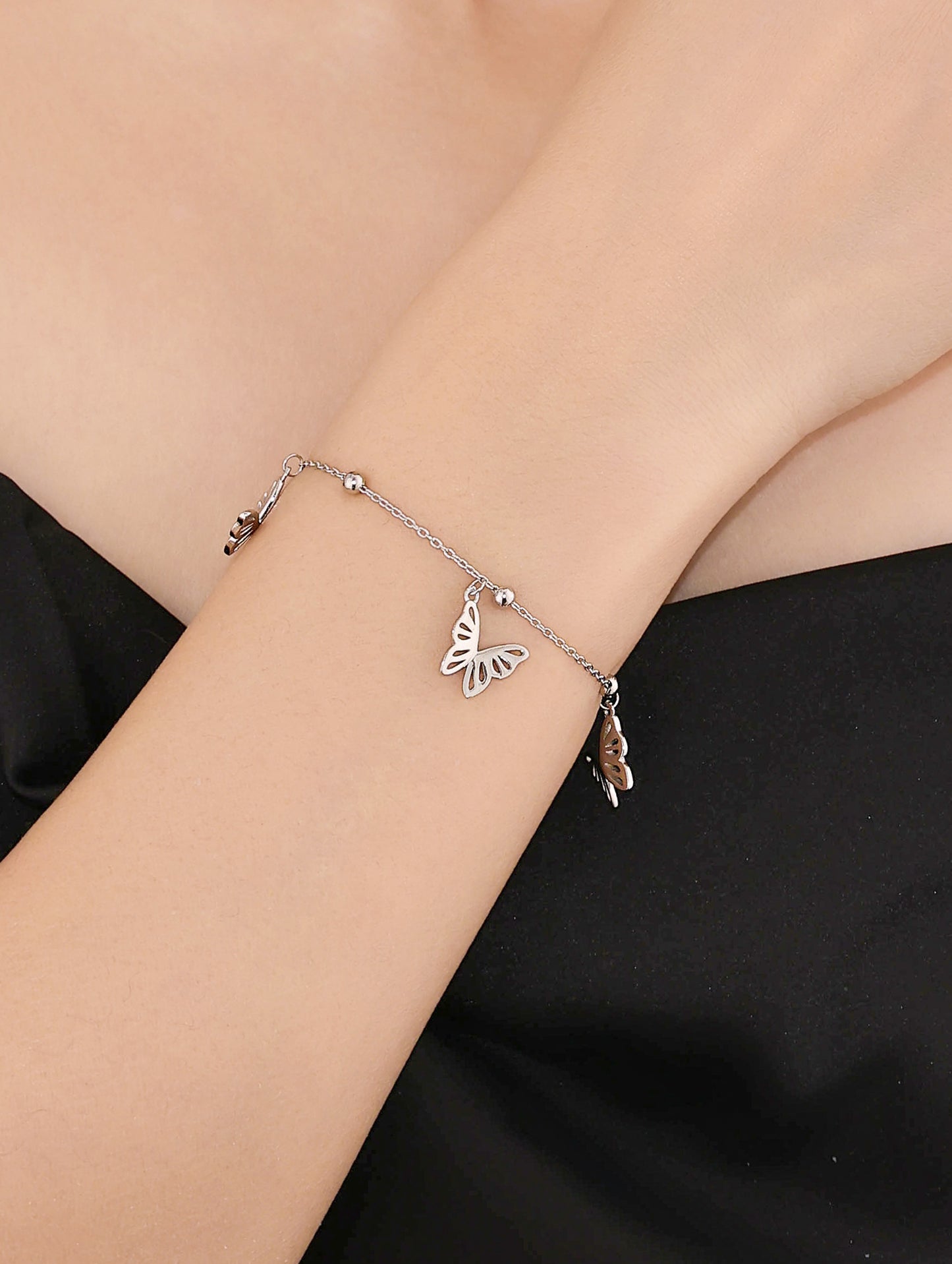 SILVER BUTTERFLY CHARM BRACELET