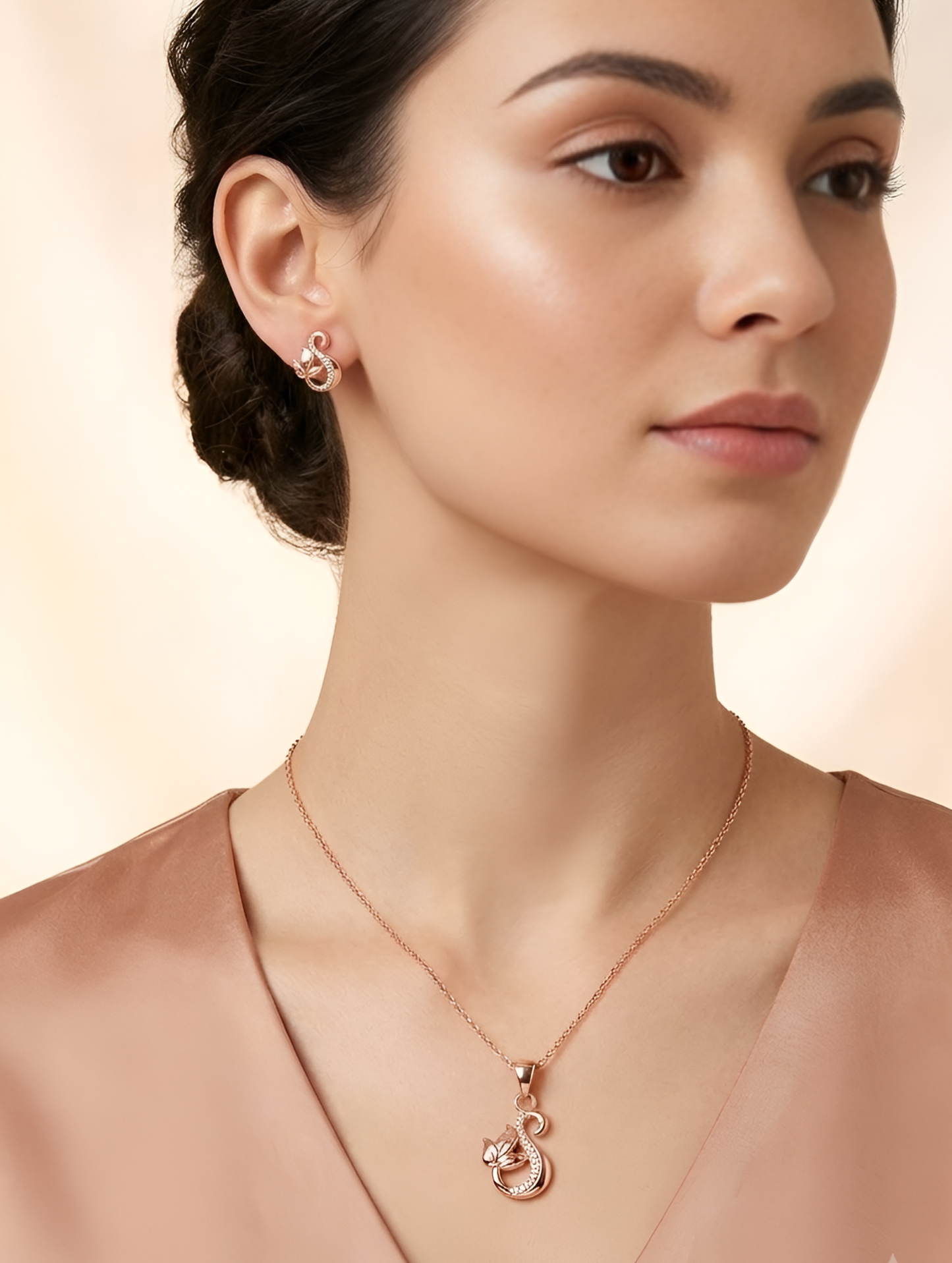 Petal Rose Gold Pendant Set