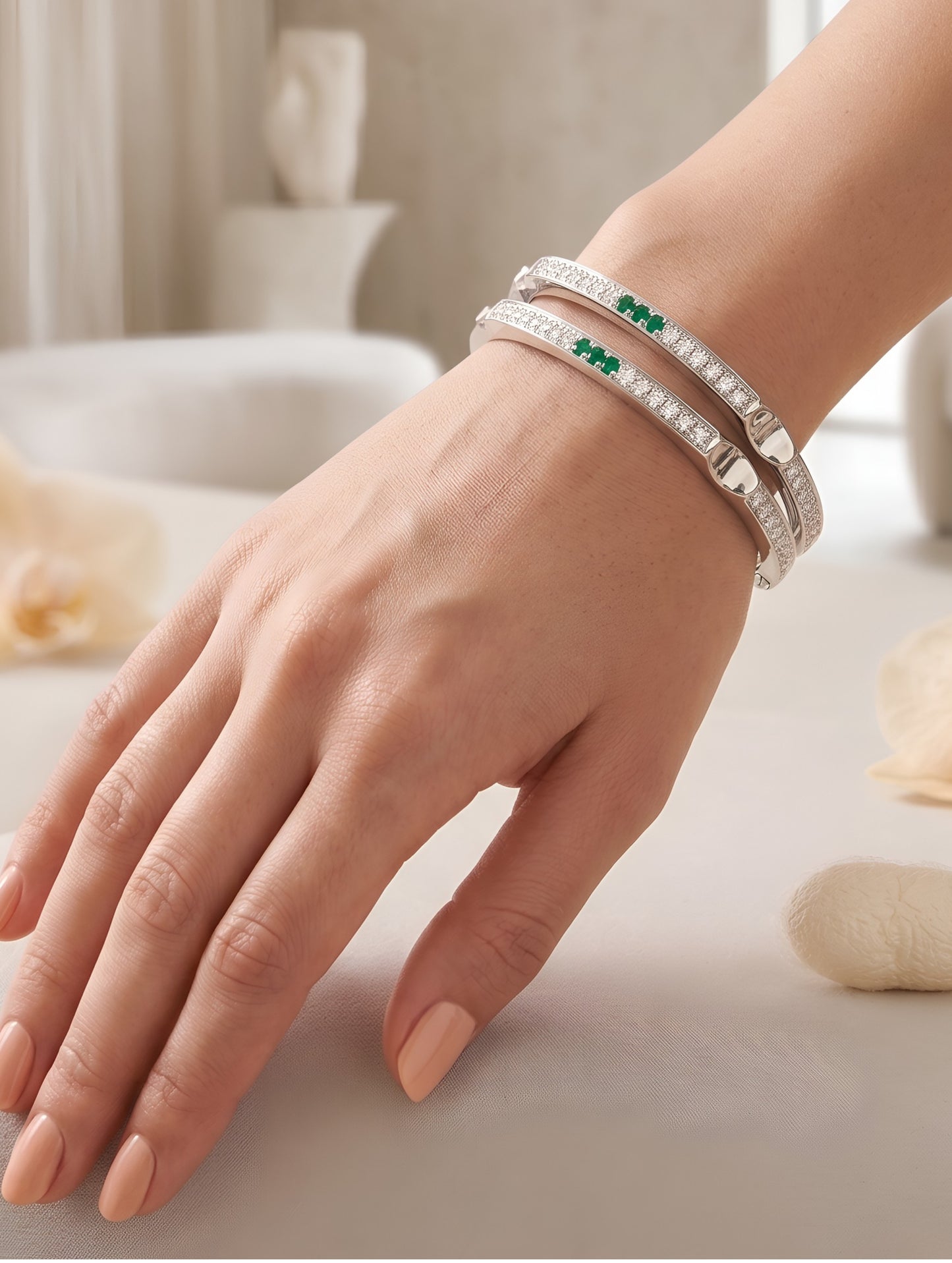 Emerald Whisper Elegance Bangles