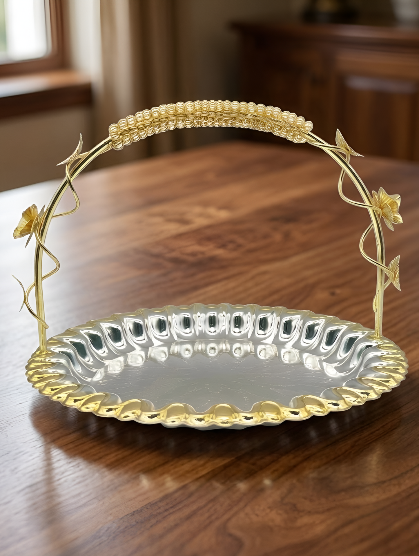 Silver Coated Golden Vine Basket