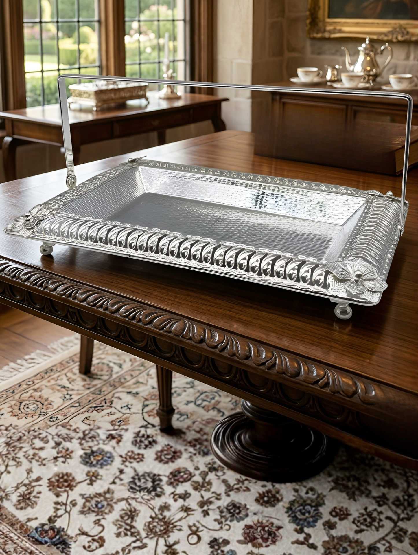 Silver Coated Filigree Caddy
