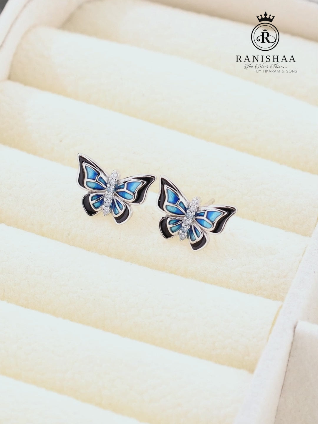 Load and play video in Gallery viewer, BLUE BUTTERFLY GRACE EARRINGS
