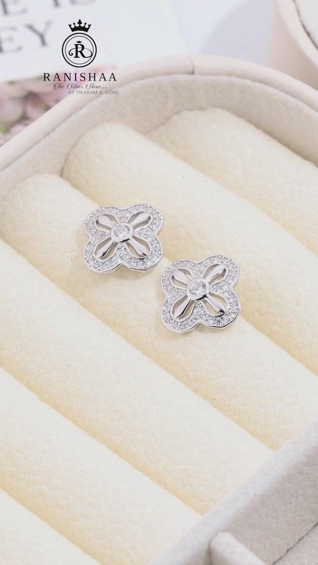 Load and play video in Gallery viewer, PETAL SPARKLE  STUD EARRINGS

