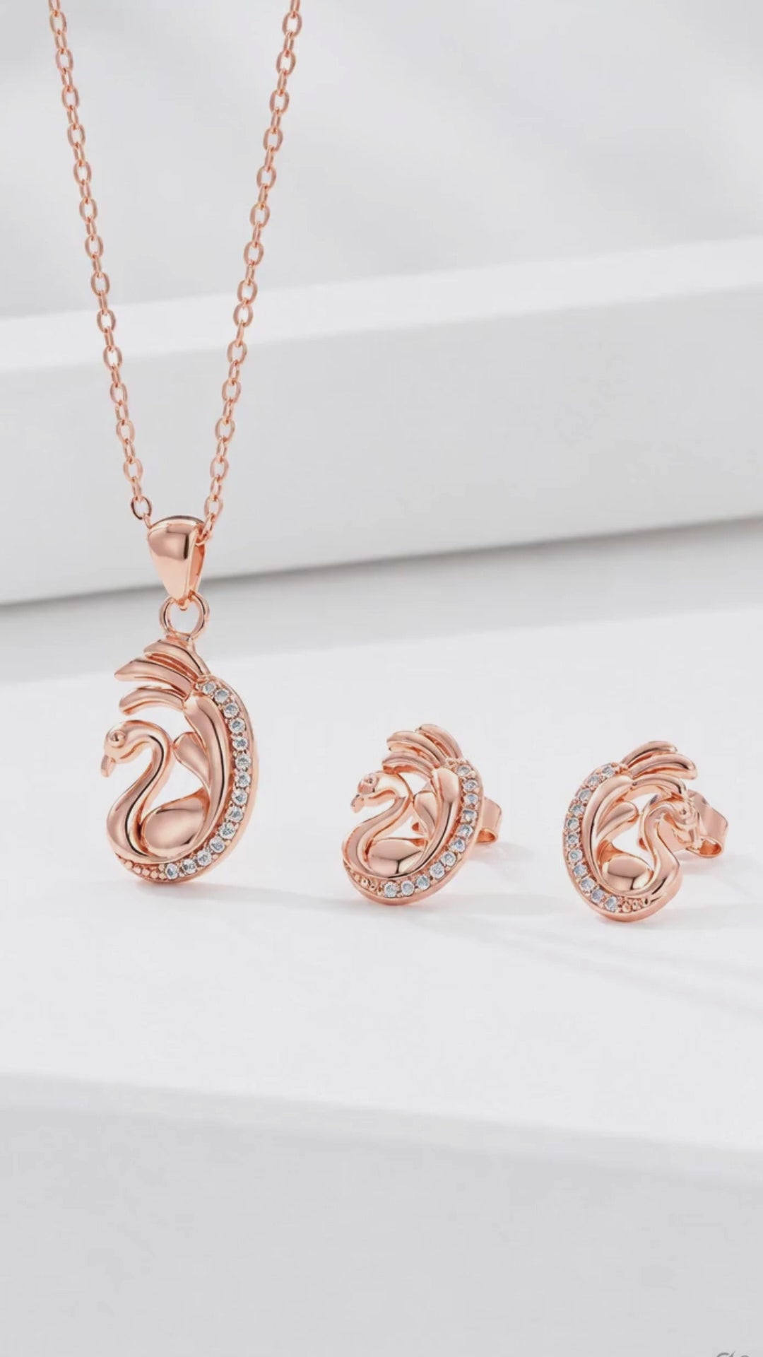 Load and play video in Gallery viewer, Swan Sparkle Pendant Set
