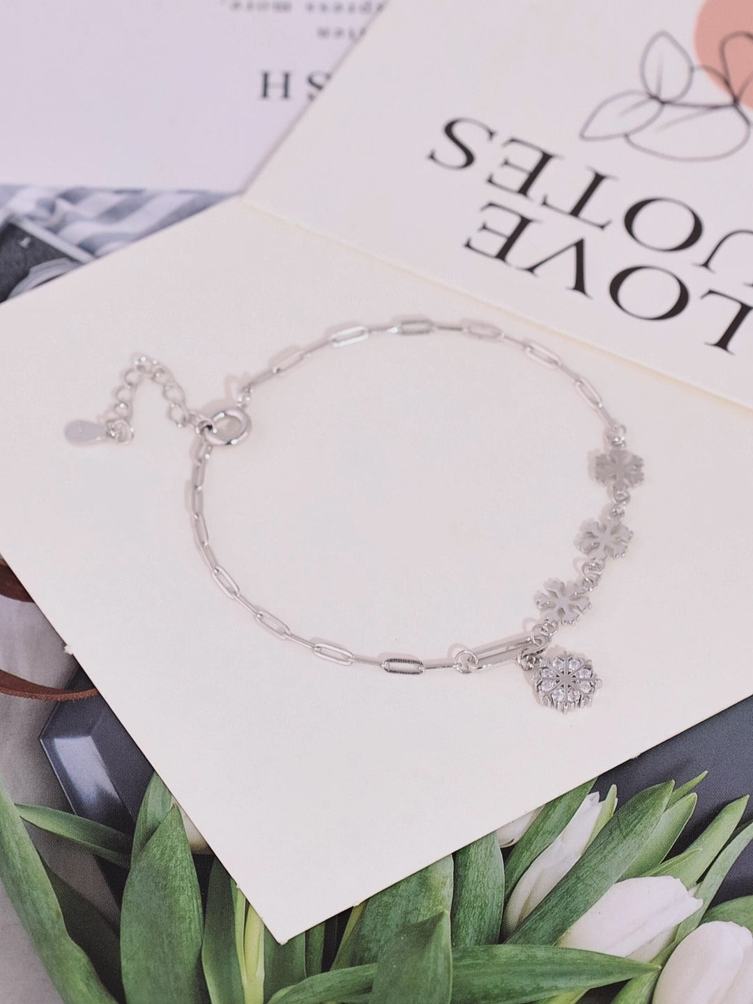 Load and play video in Gallery viewer, FROSTED SNOWFLAKE CHARM BRACELET
