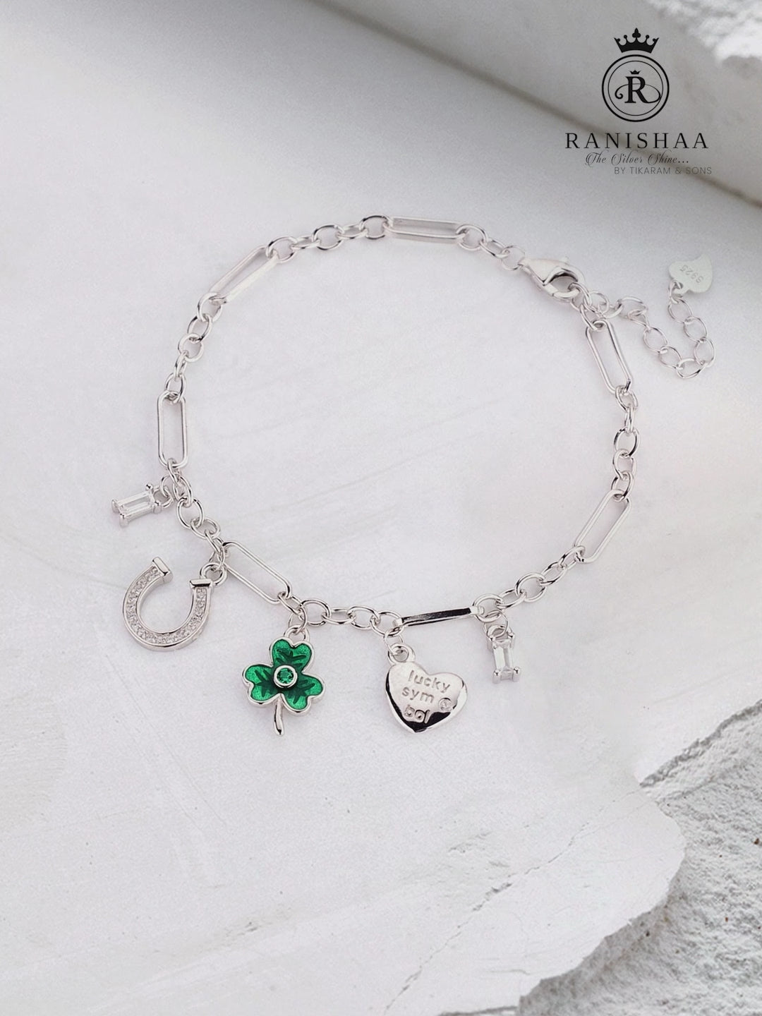 Load and play video in Gallery viewer, LUCKY CHARM SILVER BRACELET
