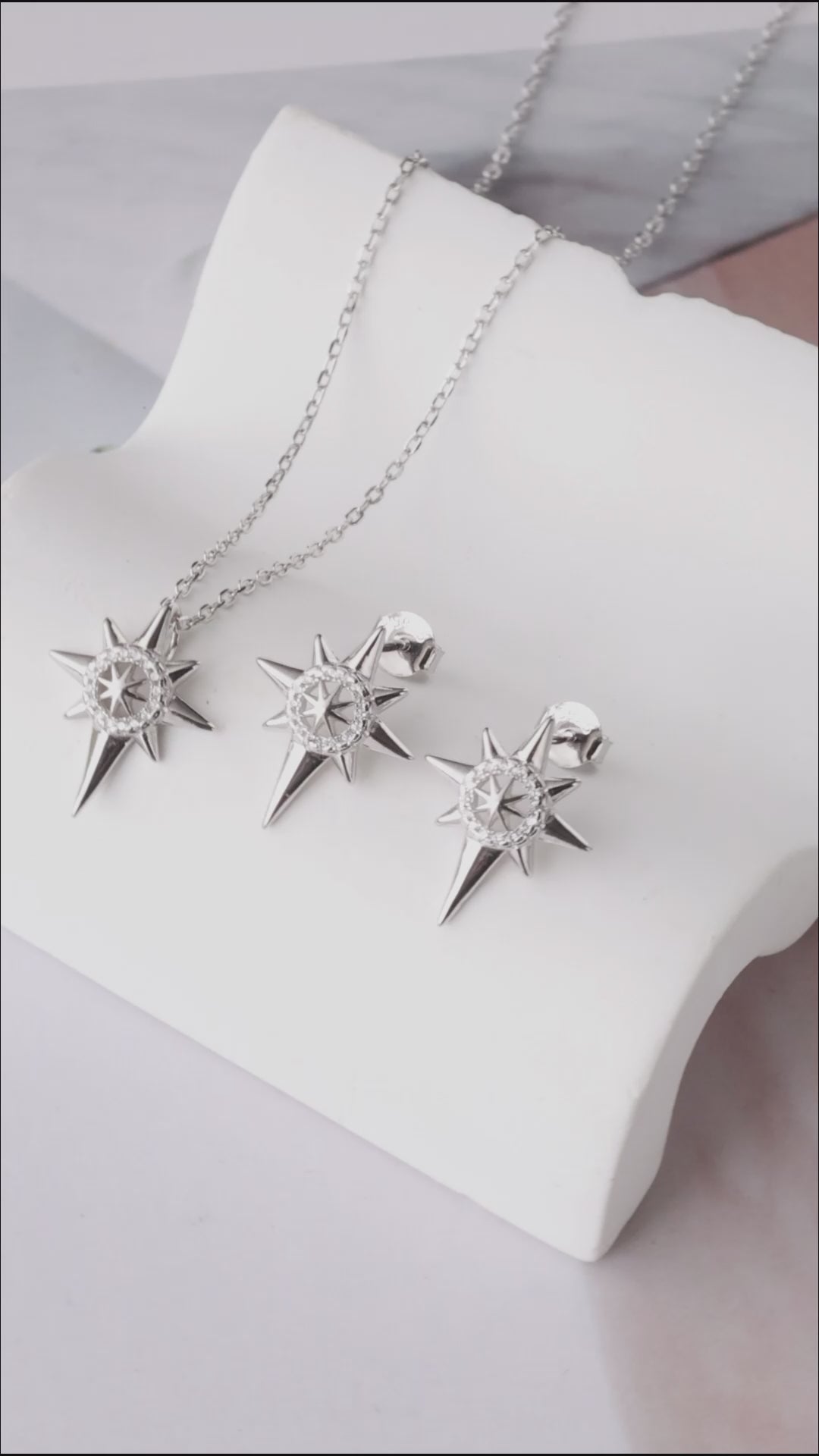 Load and play video in Gallery viewer, CELESTIAL NORTH STAR PENDANT SET
