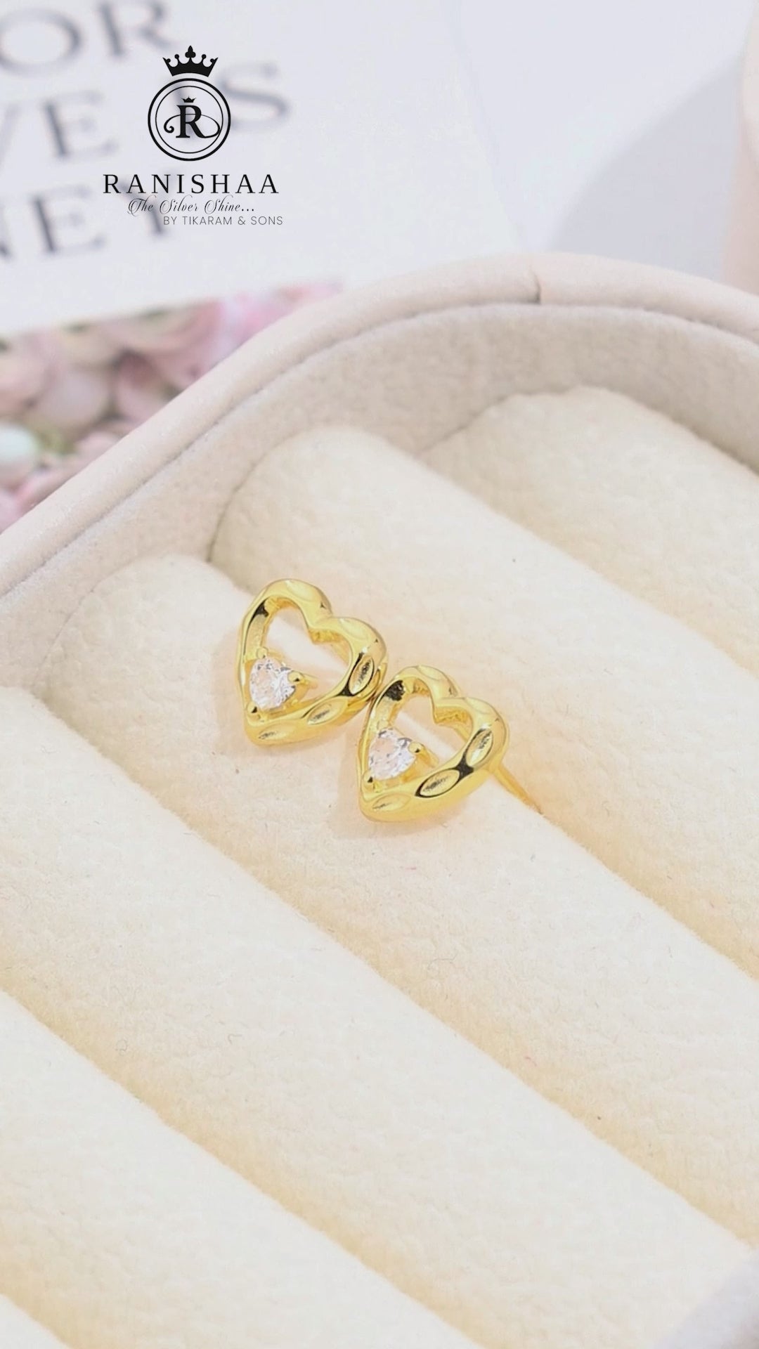 Load and play video in Gallery viewer, GOLDEN HEART WHISPER STUDS
